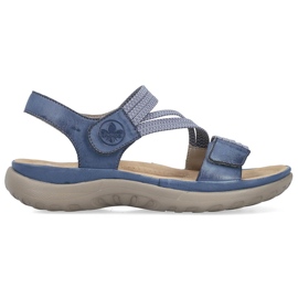 Comodi sandali da donna con chiusura strappo blu Rieker 64870-14